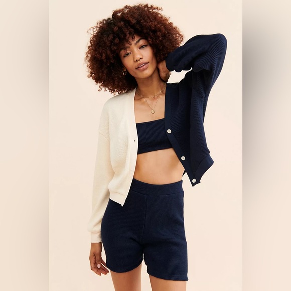 Onia By ANTHROPOLOGIE | Waffle Knit Bralette Women’s Dark Navy Blue - Picture 4 of 9